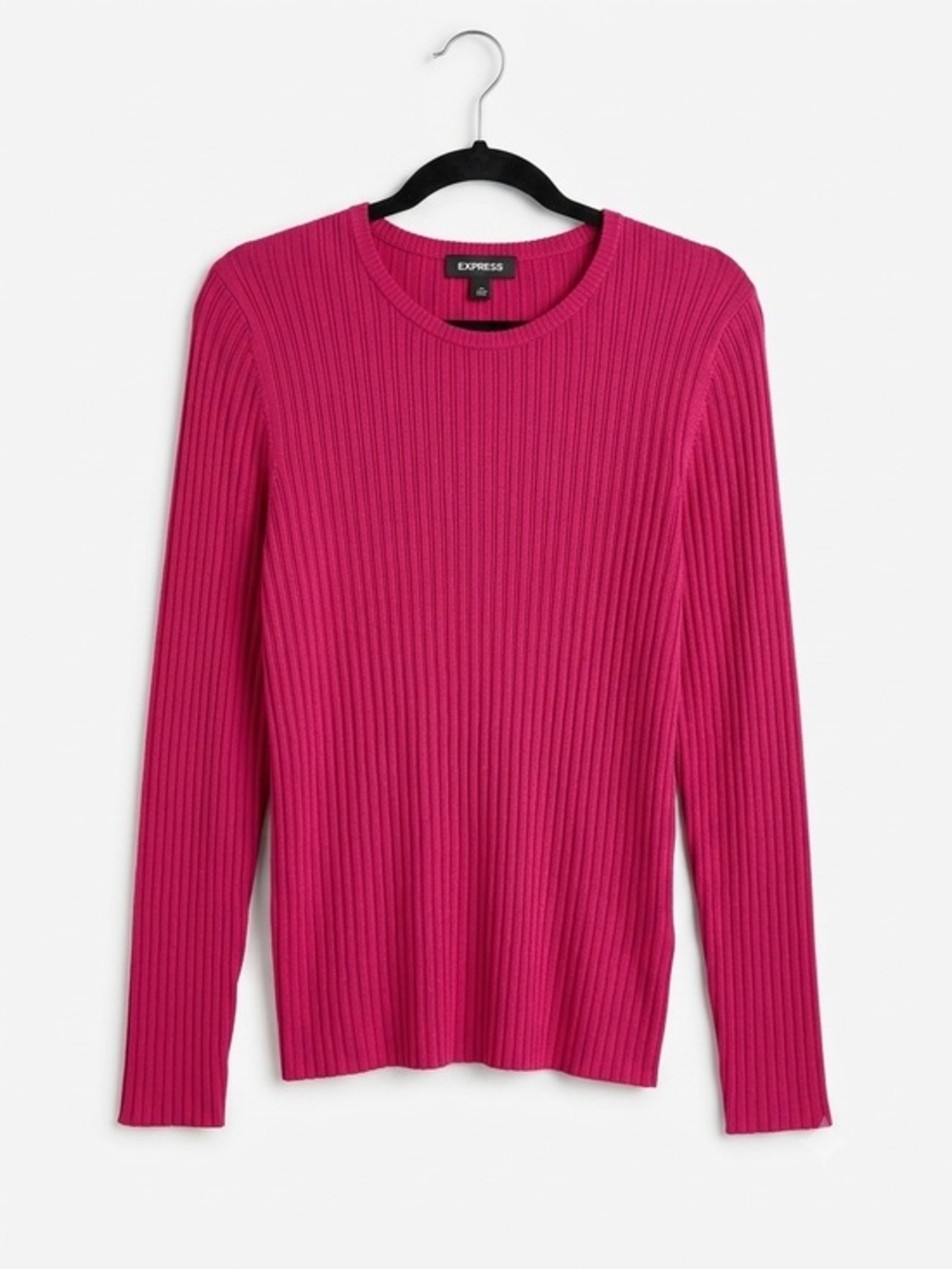 Express Fuchsia Ribbed Crewneck Sweater